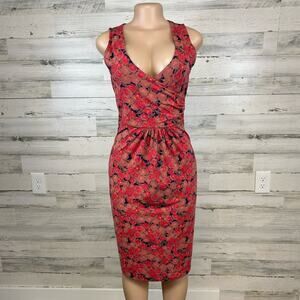 Mata Traders Dress Organic Cotton Faux Wrap Floral Midi Length Size XS
